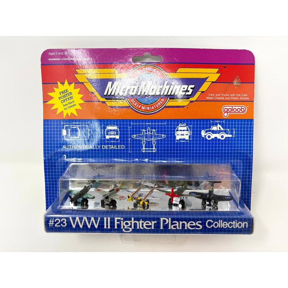 Vintage 1988 Micro Machines WWII Fighter Planes Collection 23 Galoob New Sealed